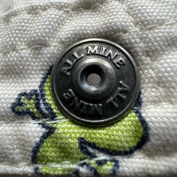 Baby Boy All Mine Beige & Green Frog print shorts overalls and matching hat - Picture 4 of 4